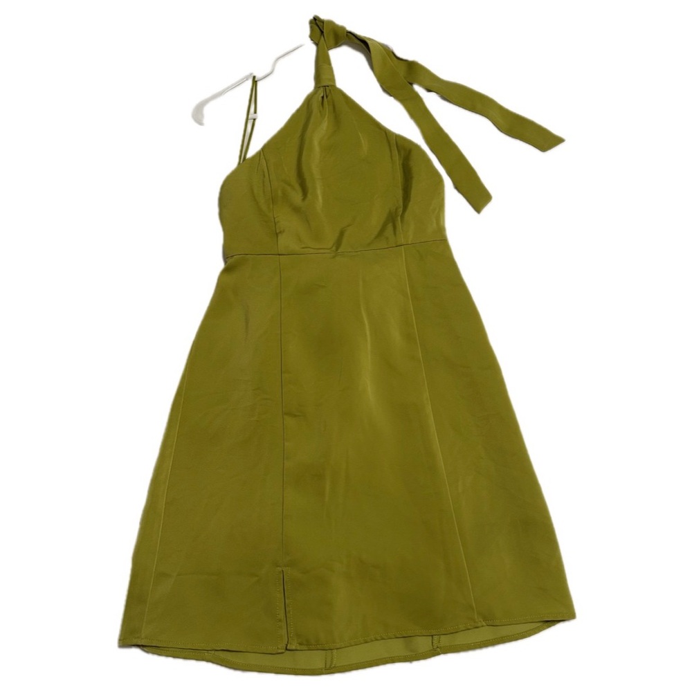 Urban Outfitters Satin Green Mini Halter Dress, Size XS.